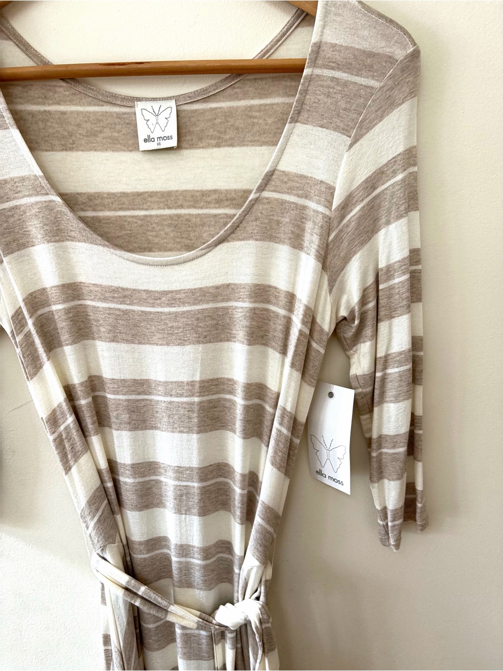Nwt Ella Moss Striped Tie-Waist Midi Dress — image 3 of 8